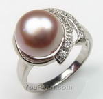 10-11mm 925 silver lavender pearl ring discounted sale, US size 8