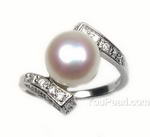 10-11mm freshwater sterling white pearl rings discounts sale, US size 7.5