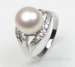 9-10mm sterling silver white freshwater pearl ring direct buy, US size 7.5