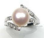 9-10mm fresh water sterling silver pearl rings on sale, US size 7.5