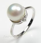 8-9mm sterling silver white cultured pearl ring on sale, US size 6.5