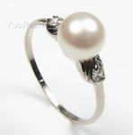 6-7mm sterling silver white freshwater pearl ring wholesale, US size 6.5