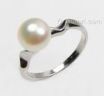6-7mm white fresh water pearl sterling silver ring on sale, US size 7.5