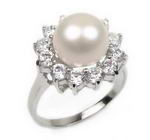 9-10mm sterling silver freshwater pearl ring discounted sale, US size 8