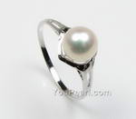 6.5-7mm sterling silver freshwater pearl ring online wholesale, US size 6.5