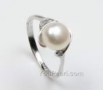 7-8mm 925 silver freshwater pearl ring online wholesale, US size 7.5