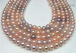 7.5-8.5mm thick button multicolor fresh water pearl strand whole sale, AAA