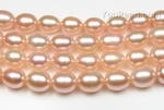 6.5-7.5mm pink fresh water cultured rice pearl strand discounted sale, AA