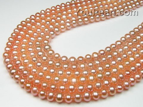 6-7mm pink potato fresh water pearl strands online sale