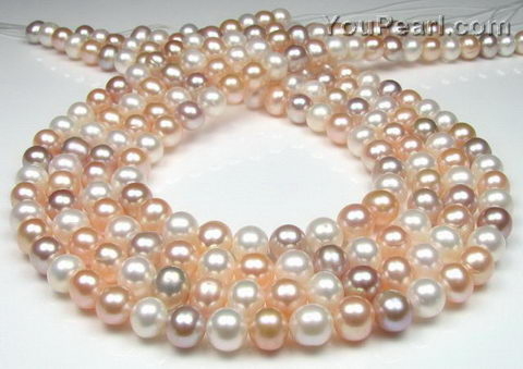 8mm multicolor freshwater pearl strands wholesale