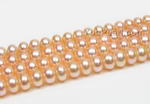 7-8mm pink button shape cultured freshwater pearl strands wholesale