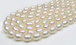 6-7mm white rice shape cultured freshwater pearl strands wholesale