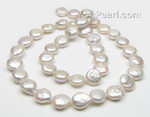 9-10mm white coin freshwater pearl strands wholesale
