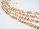 6.5-7.5mm pink rice shape cultured freshwater pearl strand for sale