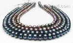 9-10mm freshwater black pearl strands wholesale