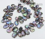 Peacock Keshi petal pearl strands wholesale, 12-15mm
