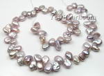 7-9mm freshwater natural lavender side-drilled Keshi pearl strand, A+