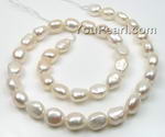 9-10mm white long-drilled freshwater pearl nugget strands wholesale, A