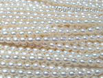 5-5.5mm white rice fresh water pearl strands wholesale, AA