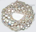13-14mm white coin fresh water pearl strands online wholesale, AA
