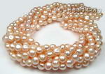 9-10mm pink fresh water nugget pearl strands wholesale online, A+