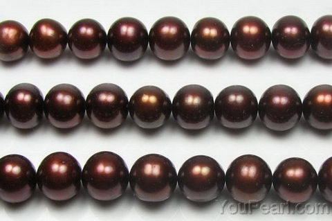 9.5-10.5mm off round coffee freshwater pearl strand on sale