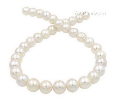 11.5-12.5mm white freshwater large hole pearl near round strand for sale