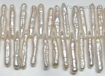 White Biwa stick top-drilled freshwater pearl strands wholesale