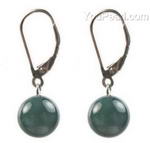 Indian agate gemstone leverback drop earrings wholesale, 10mm round