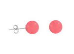 Pink coral gemstone earring studs wholessale, 6mm round