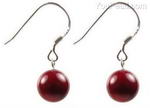 Red coral gemstone earrings factory direct, 8mm round
