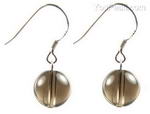 Smoky quartz gemstone beaded earrings on sale, 10mm round