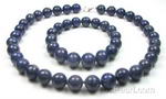 Lapis lazuli gem beaded necklace & bracelet set bulk sale, 12mm round