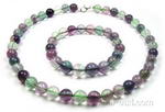 Rainbow fluorite gem stone necklace n bracelet wholesale, 10mm round