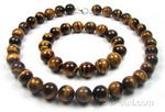 Tiger eye natural necklace & bracelet for sale, 12mm round