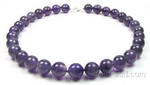 Amethyst natural gemstone necklace for sale, 12mm round
