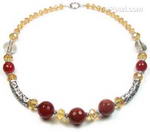 Carnelian and yellow crystal fashion necklace wholesale