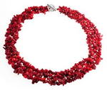 Red coral gem beaded multi-strand necklace wholesale online