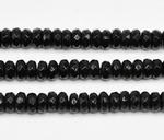 Black onyx, 5x8mm roundel faceted, natural gemstone beads wholesale
