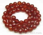 Carnelian, 8mm round faceted, red agate gemstone beads on sale