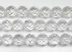 Crystal quartz, 10mm round faceted, clear crystal beads strand bulk sale