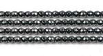Hematite, 4mm round faceted, natural black gemstone beads for sale