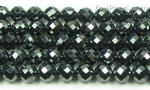 Hematite, 6mm round faceted, natural black gem stone beads on sale