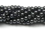 Hematite, 4mm round, natural black gem stone beads for sale online