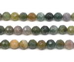 Indian agate, 10mm faceted round, fancy jasper multi-color natural gemstone beads
