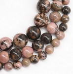 Rhodonite black veins, 6mm round, natural gemstone bead strand wholesale