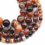 Striped/banded agate, 6mm round, natural gemstone beads on sale