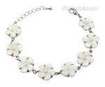White mother of pearl shell flower bracelet on sale