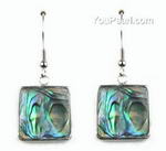 Abalone/paua square shell earrings onsale, 17x17mm