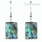 Paua/abalone rectangle shell earrings discounted sale, 14x20mm